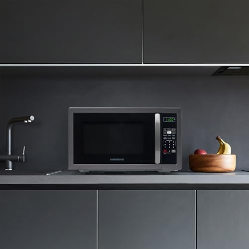 Farberware Countertop Microwave 1000 Watts, 1.1 cu ft - Microwave Oven With LED Lighting and Child Lock - Perfect for Apartments and Dorms - Easy Clean Black Stainless Steel