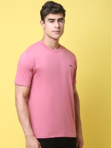 Image of Pinkmint Men's Cotton Blend T-Shirt ll Soild Round Neck T-Shirt ll Stylish Half Sleeve T-Shirt's (Pack of 1)