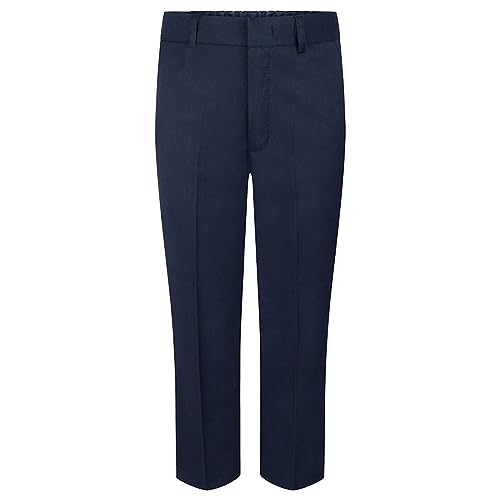 Kids Zip and Clip Full Elasticated School Pants Boys Pull Up All Around Slim Uniform Trousers