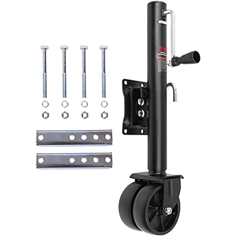 Trailer Jack with 6" Dual Wheels - Heavy Duty Swivel RV Boat Trailer Jack Included Bolt-on mounting Hardware, 12" Lift Capacity 2000 LBS Cover
