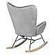 39F FURNITURE DREAM Schaukelstuhl, Samt, für Kinderzimmer, entspannend, skandinavisch, Armlehne, Liegestuhl mit hoher Rückenlehne, Schlafzimmer, Büro, Wohnzimmer, Grau, Velours, 68x87x98cm