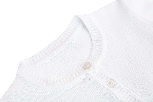 Lilax Baby Boy's Cardigan, Long Sleeve Button Closure Toddler Sweater (6-9 Months, White) #TOP1