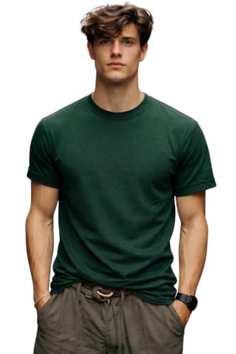 Image of INKKR Men's Solid Round Neck Half Sleeve Classic Cotton Bio-wash T-Shirt | Crew Neck Cotton Tshirt for Men