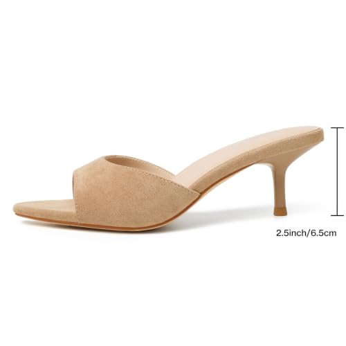 Image of Mostrin Kitten Heels for Women Pointed Toe Vintage Mules Heels Sexy Slip on Stiletto Backless Sandals for Party Wedding Daily