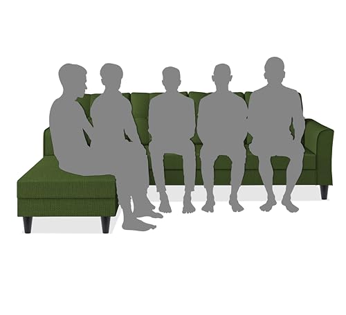 Image of Adorn India Maddox Tufted L Shape 6 Seater Sofa Set LHS (Green) (3 Year Warranty)