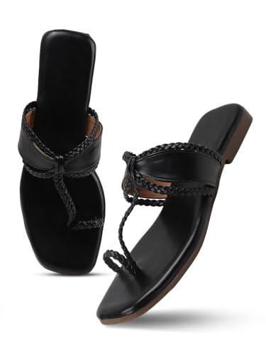 Image of SilverArrow Women's Glintique Fashion Sandals|Braid Strap Style Open Back Flats |Casual Wear