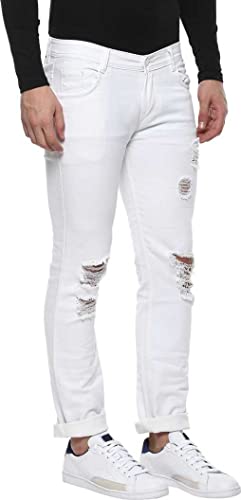 Image of Urbano Fashion Men's Ice Blue Slim Fit Heavy Distressed /Torn Jeans