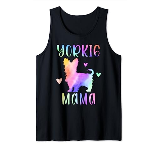 Yorkie Mama Yorkshire Terrier Mom Rainbow Acuarela Camiseta sin Mangas
