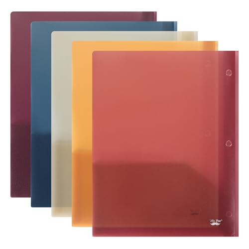 image for Mr. Pen- Translucent Plastic Folders with Pockets and Prongs, 5 Pack, 