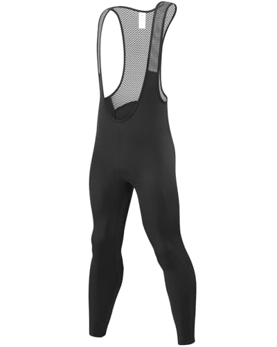 Przewalski Men's Cycling Bib Pants 4D Padded Bike Thermal Biking Tights Leggings Riding Bicycle Bib Tights, Pure Black, XX-Large