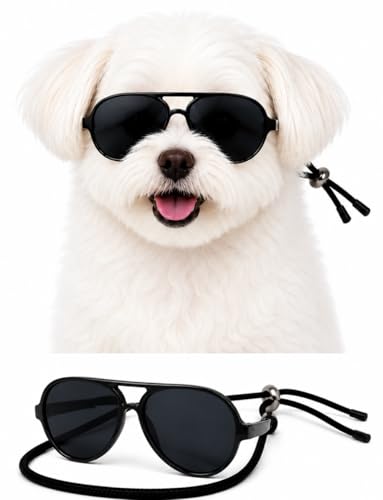 G029 Small Dog Breed up to 15lbs Cat Pet Aviator Sunglasses Glasses (Black)
