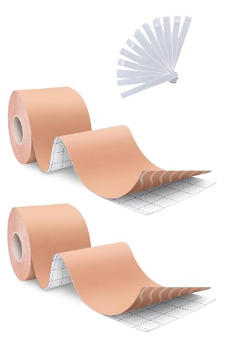 Image of HSR Boob Tape Kit - Breathable Instant Boob Tape with 10 Nipple Pasties for Fashion, with 36 Strips Double Sided Tape for Clothes, and 1 Pair Reusable Nipple Cover for Women