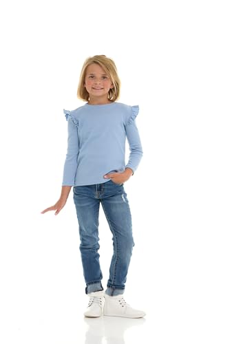 Cudlie 3-Pack Toddler Girls Ribbed Ruffle Tops – Stylish Long Sleeve Shirts for Kids –All-Day Comfort (12M-4T)4