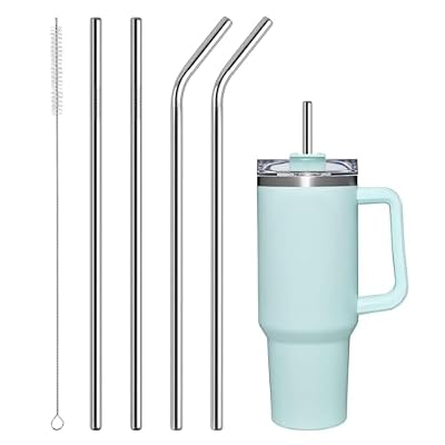 4 PCS Stainless Steel Replacement Straws for Stanley 40oz Cup, Reusable Compatible with Stanley Adventure Durable Cup St