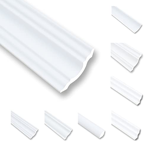 NK50 Moulures de plafond en polystyrène XPS - 20 m - Baguette de finition blanc - 50 x 50 mm - Profilés décoratifs en polystyrène - Moulures décoratives