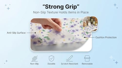 Image of Dribble (60cm X 500cm) Eva Shelf Liner Mat Roll, Non Slip Drawer & Cabinet Liner for Kitchen, Waterproof Oilproof Washable Fridge Mat, Anti Skid Multipurpose Mat (Spring Lavender Purple)