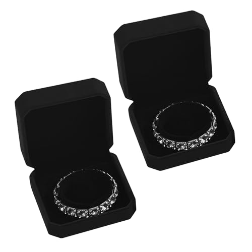 Image of sesameless 2 Pcs Velvet Bracelet Boxes,Classic Jewellery Gift Box Women,Bangle Storage Gift Box For Engagement Wedding Mothers Day Birthday Anniversary (Black)