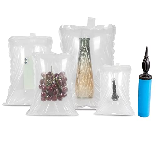 (100 Pack + Free Pump ) Bzqzdai 3.9X5.9Inch Clear Plastic Inflatable Air Packaging Bags Air Bubble Bag Suspension Packaging Air Pillows Air Cushions Buffer Bags Void Fill Cushioning For Shipping And Packaging #TOP18