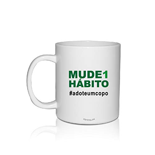 4 Canecas Brancas Personalizada Eco Mude um H&aacute;bito