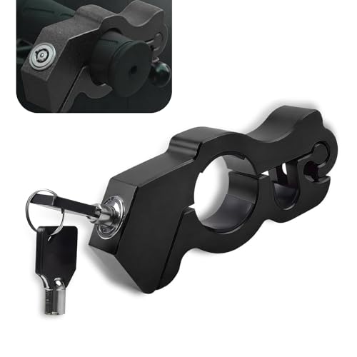 Zeathery Motorcycle Handlebar Lock, Adjustable Security Anti-Theft Device with Anti-Scratch Gasket, Alloy Anti-Rust Computer Lock Cylinder Portable Accessories, for Motorcycles Scooters ATVs (Black)