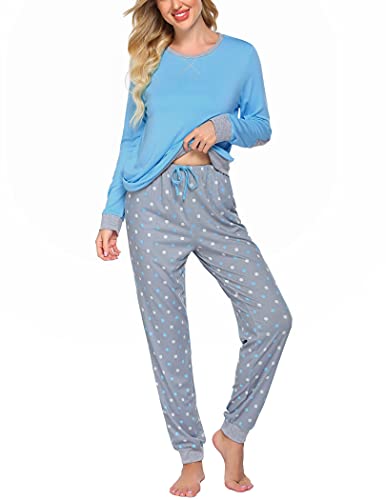 Ekouaer Pajamas For Women Two Piece Pajamas Set Long Sleeve Sweatshirt With Long Pants Sleepwear Polka Dots,Xx-Large #TOP2