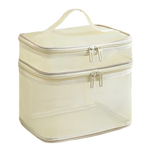 Bolsa de Maquillaje de Malla: Organizador de Aseo de Viaje, Estructura de Nylon de Doble Capa, Espacioso Compartimento Impermeable, Estuche Reutilizable de Transporte fácil, Almacenamiento de Belleza