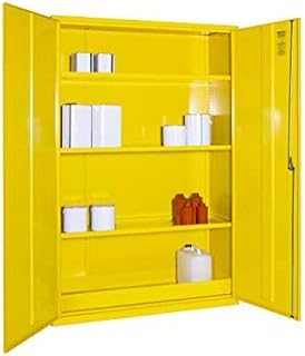 Dangerous Substance COSHH Cabinet - Chemical Storage - 3 Shelves - Hi-Vis Yellow - 1830mm High x 1220mm Wide x 457mm Deep (45 Litre)