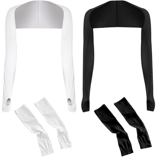 2 Piezas Proteccion Solar Manguitos Con 2 Pares De Mangas De Enfriamiento,Para Hombres y Mujeres Protección Uv Upf 50 Mangas De Sol Cubierta De Tatuaje Mangas Deportivas De Compresión