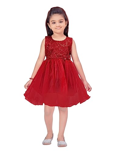 Image of Aarika Girls Maroon Color Net Frock