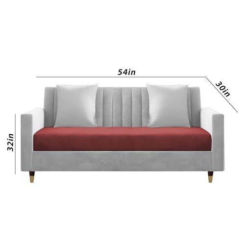 Image of Casaliving Garcia 3+2 Seater Sofa Set for Living Room (Maroon Grey Colour) Premium Fabric Sofa