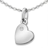 Pendentif : coeurs dépend oblique et sobre avec un zircon blanc blanc et orné d'aspect brillant, arrière est fermé, 1,04 g