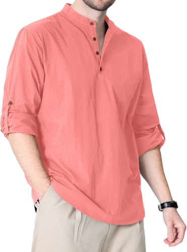 Image of Zombom Cotton Polyester Blend Solid Casual Regular Fit Mandarin /Chinese Collor Short Kurta Shirt for Men