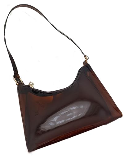 Clear Crossbody Bag with Zipper Jelly Bag Transparent Bag Beach Shoulder Bag Cute for Women Party Gift (Brown)