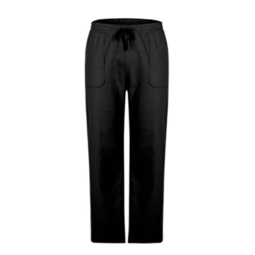 Mens Cotton Linen Pants Drawstring High Waisted Lightweight Straight Leg Pants Casual Loose Beach Pants with Pockets4