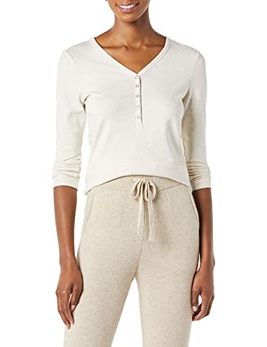 Amazon Essentials Women s Maternity Nursing Slim-Fit Henley Shirt, Oatmeal Heather, Medium