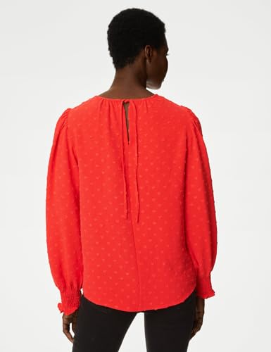 Image of Marks & Spencer Womens Textured Polyester Blend Crew Neck Regular Fit Top