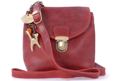 Catwalk Collection Handbags - Petit Sac Bandoulière Femme Cuir - Sac à Main - Sac Porté Croisé Avec Bandoulière Réglable - FRANKIE - Rouge