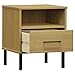 QZZCED Industrial Bedside Cabinet with Drawer and Shelf, Solid Pine Wood Nightstand with Metal Legs for Bedroom Storage