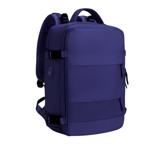 Mochila de Viagem Multifuncional, Preta, Impermeável, com Compartimentos Dedicados para Notebook, Calçados, Itens Molhados, Design Ergonômico, Alças Anatômicas (Azul)