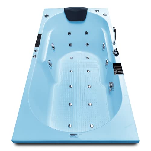 Image of Madonna Divine 5.5 ft. Bathtub with Whirlpool, Bubble and Back Massage, Filler Set and Online Heater with Digital Control Panel (Cyan Blue)