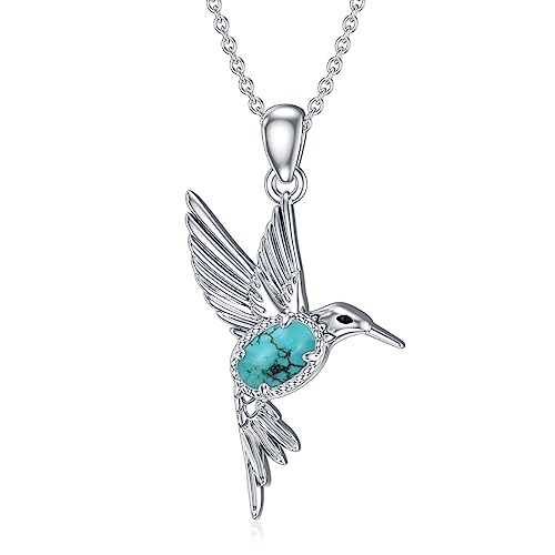 Hummingbird Necklace 925 Sterling Silver Natural Gemstone Hummingbird Pendant Animal Jewelry Gifts for Women