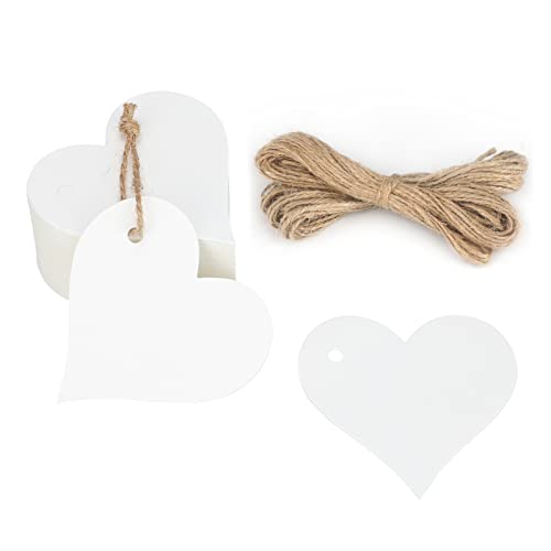 G2PLUS Heart Gift Tags with String 100PCS Heart Shaped Gift Tags 2.3X2.3 in Blank Wedding Favor Hang Tag for Gift Wrapping DIY Arts & Crafts Valentines Mothers Day