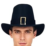 Xmccvt Chapeau de Pèlerin Mixte - Chapeau Régliable pour Thanksgiving, Haut De Forme Costume Puritain,Pour Hommes Femmes Adultes Déguisements Cosplay Fêtes et Événements Familiaux Automnaux