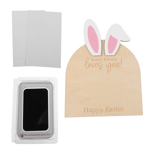 ifundom Easter Rabbit Figurine Baby Footprint Ornament Diy Kit Handprint Decorative for Baby Room
