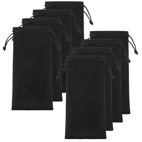 8 Stück Brillenetui Stoff Brillenbeutel Weich Brillentasche Mikrofaser Stoffbeutel Brillenhülle Schwarz Sonnenbrille Tasche Brillenetui Sonnenbrille Flach Brillen Etui Sonnenbrillenetui (Schwarz)