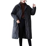 [1/2style] ニブンノイチスタイル コート ジャケット キルティング 中綿 ロング 暖かい ダウン 風 防寒 通勤 防風 アウター レディース (黒、XXL)