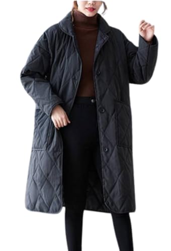 [1/2style] ニブンノイチスタイル コート ジャケット キルティング 中綿 ロング 暖かい ダウン 風 防寒 通勤 防風 アウター レディース (黒、M) - 1/2style - 商品画像