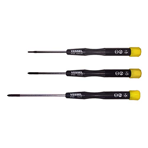VESSEL ESD (Anti-Static) Phillips Precision Screwdriver, Set of 3 Pieces