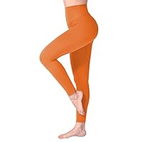 SINOPHANT High Waisted Leggings for Women, Buttery Soft Elastic Opaque Tummy Control Leggings, Plus Size Workout Gym Yoga(Orange1,S-M)