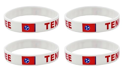 LLBFHH 4 Pcs Tennessee State Flag Rubber Bracelets,State Flag Silicone Bracelet, Rubber Wristbands Patriotic Decorations Gift.
